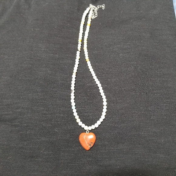 Heart Pendant Handmade Stone Necklace NWT - Picture 3 of 8